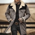 thumbnail image 2 of Mens Western Cowboy Vintage Suede Jacket Plush Collar Coats Faux Leather Winter Warm Button Up Long Trench Coat, 2 of 5