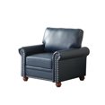 thumbnail image 5 of Mid Century Modern Accent Chair with Solid Wood Legs & Silver Nailhead Trim, Ergonomic PU Leather with Removable Cushion for Living Room & Bedroom, Navy Blue, 5 of 6