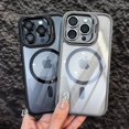 thumbnail image 3 of New Lens Metal Bracket Phone Case For iPhone 15 14 13 12 11 Pro Max Plus Magsafe Magnetic Clear Independent Lens Protect Cover, 3 of 7