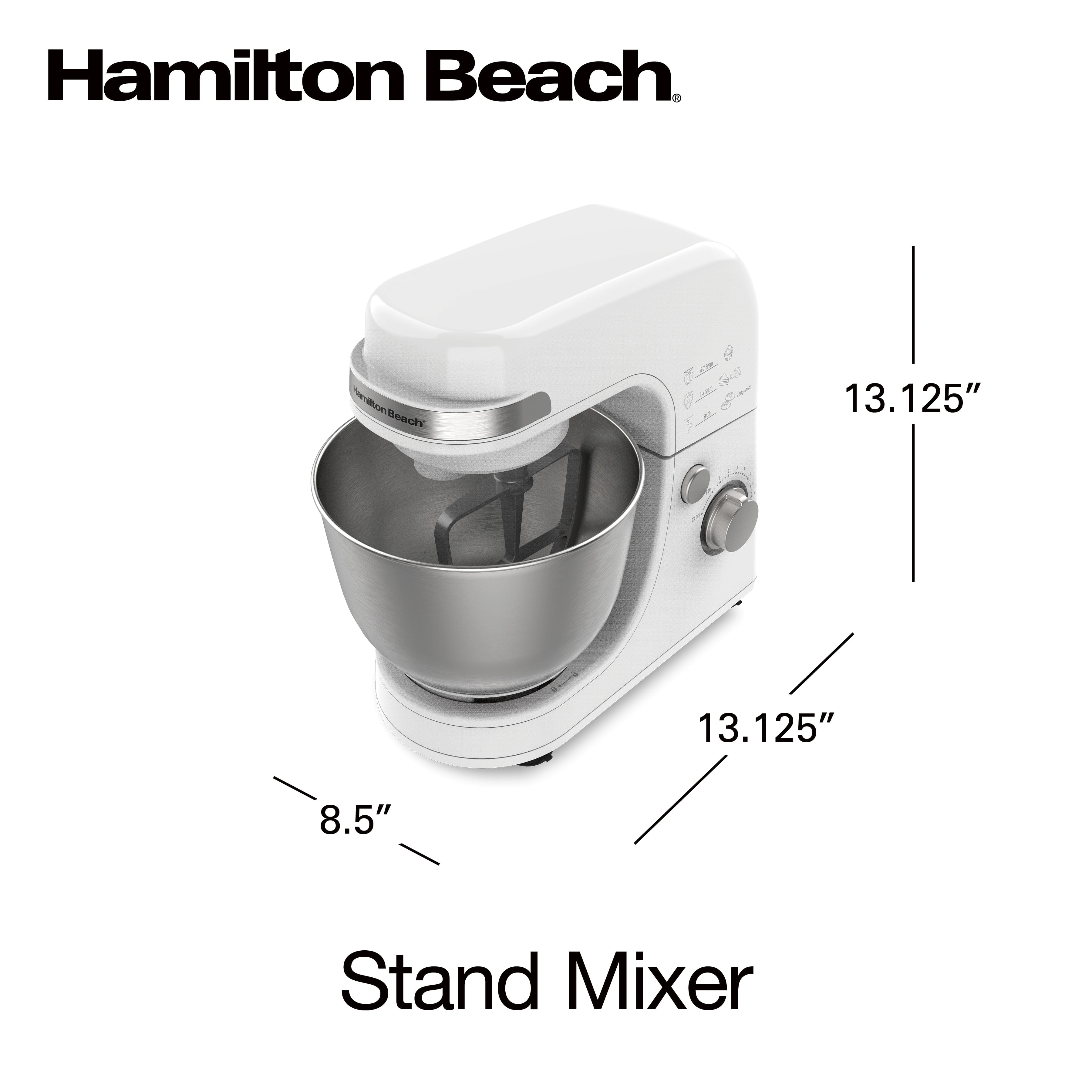 Hamilton Beach Stand Mixer, 7 Speeds, 4 Quart Capacity, Black, 63390