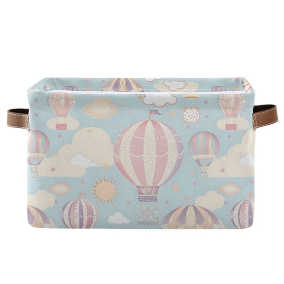 Hot-air Balloon Flying Storage Bins with Handle Fabric Organizer Basket Foldable Box 1 Pack 14.2x10.2x8.3