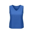 thumbnail image 6 of ClodeEU Women's V Neck Sleeveless Linen Tank Top, Casual Loose Fit Summer Lightweight Blouse Blue,Women's Plus XL, 6 of 7