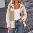 thumbnail image 3 of CFLVAEK Plus Size Rain Jacket for Women Waterproof Color Block Raincoat Lightweight Zip Up Lapel Windbreaker for Outdoor Hiking Khaki M, 3 of 6
