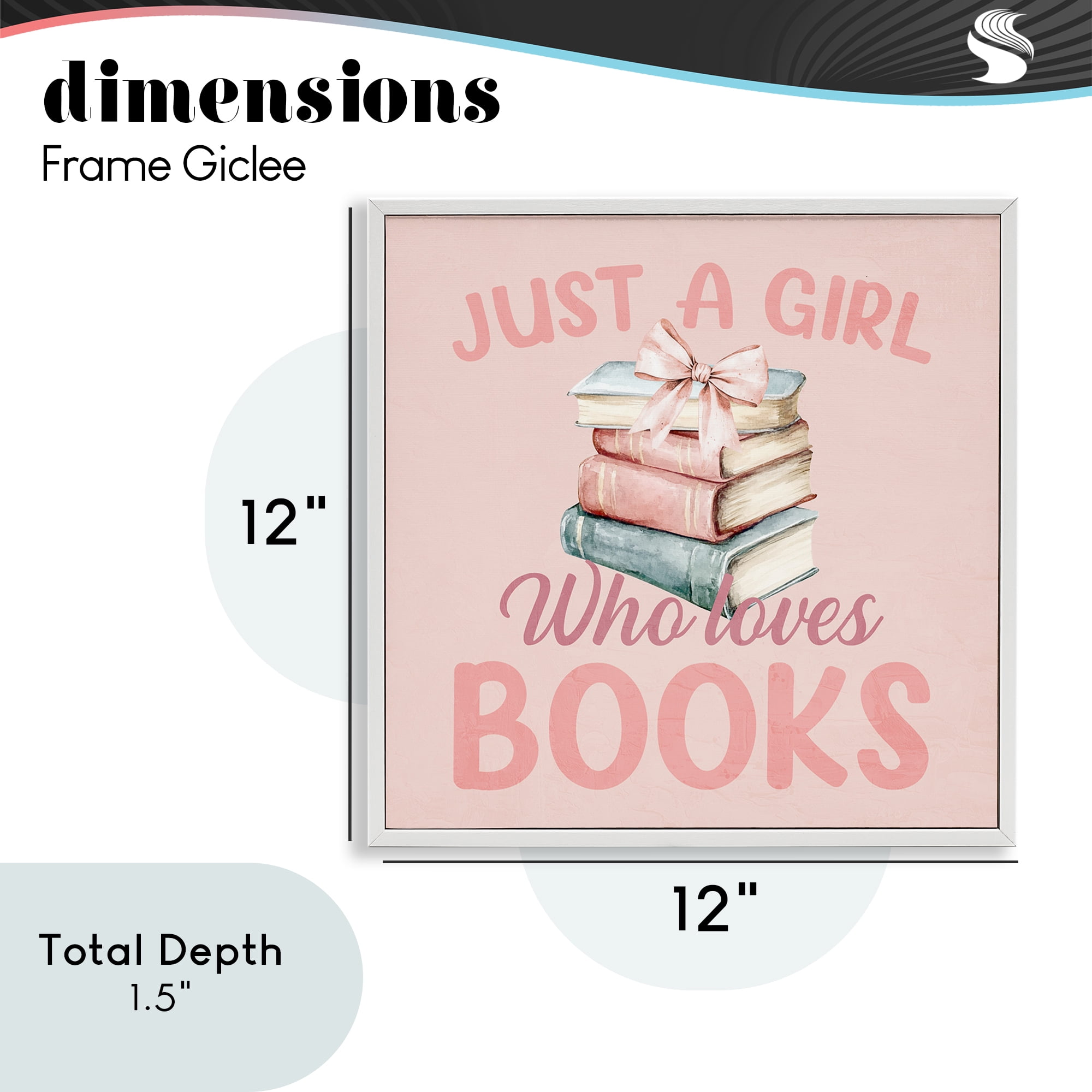 Reader Girl Who Loves Books White Framed Giclee Art, design by Kim Allen