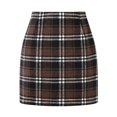 thumbnail image 4 of Qwertyu Plaid Pencil Skirts for Women High Waist A Line Slim Fit Mini Skirt Trendy Casual Stretch Short Workwear Skirts Coffee L, 4 of 5