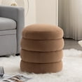 thumbnail image 3 of Wide Round futon Ottoman Footstool in Boucle Vanity seat for Living Room, Bedroom, Desk, 3 of 13
