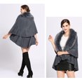 thumbnail image 4 of LinYooLi Women's Faux Fur Collar Shawl Wrap Fashionable Solid Color Poncho Cape Open Front Cardigan for Fall Winter 2022, 4 of 4