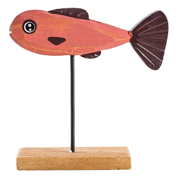 Adorno de pez de madera nórdica, decoración navideña artesanal para cafeterías y tiendas de escritorio. rojo