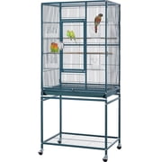 Yaheetech Rolling Parrot Cage Bird Cage for Conures Parakeets Cockatiels with Shelf, Navy Blue