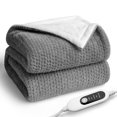 thumbnail image 1 of Heated Blanket Electric Blanket,Cozy Faux Rabbit Fur & Soft Flannel Warm Heater Throw Blanket with 5 Fast Heating Levels &10Hours Auto-Off Over-Heat, 1 of 7