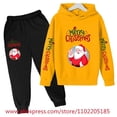 thumbnail image 2 of Conjunto de sudadera con capucha navideña, ropa para niños, chándal con capucha para niñas, sudadera de Papá Noel para niños, 2 piezas, ropa para niños de Stranger Things, 2 of 5