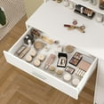 thumbnail image 4 of Quimoo Makeup Vanity Desk with Mirror & Lights, Vanity Desk with 5 Drawers & Storage Shelves, Vanity Table, 3 Color Modes & Adjustable Brightness Dressing Table, Bedroom, White, 4 of 7