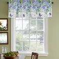 thumbnail image 6 of 2 Pack Vintage Flower Leaf Valance for Window Purple Floral Green Eucalyptus Leaves Wooden Grain Kitchen Valance Rod Pocket Short Curtain Topper Decorative Window Treatment for Living Room 60"x18", 6 of 9