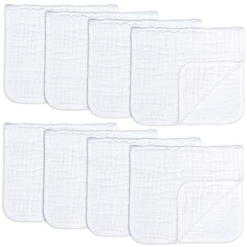 Muslin Burp Cloths 8 Pack Large 100 Cotton Hand Washcloths 6 Layers
