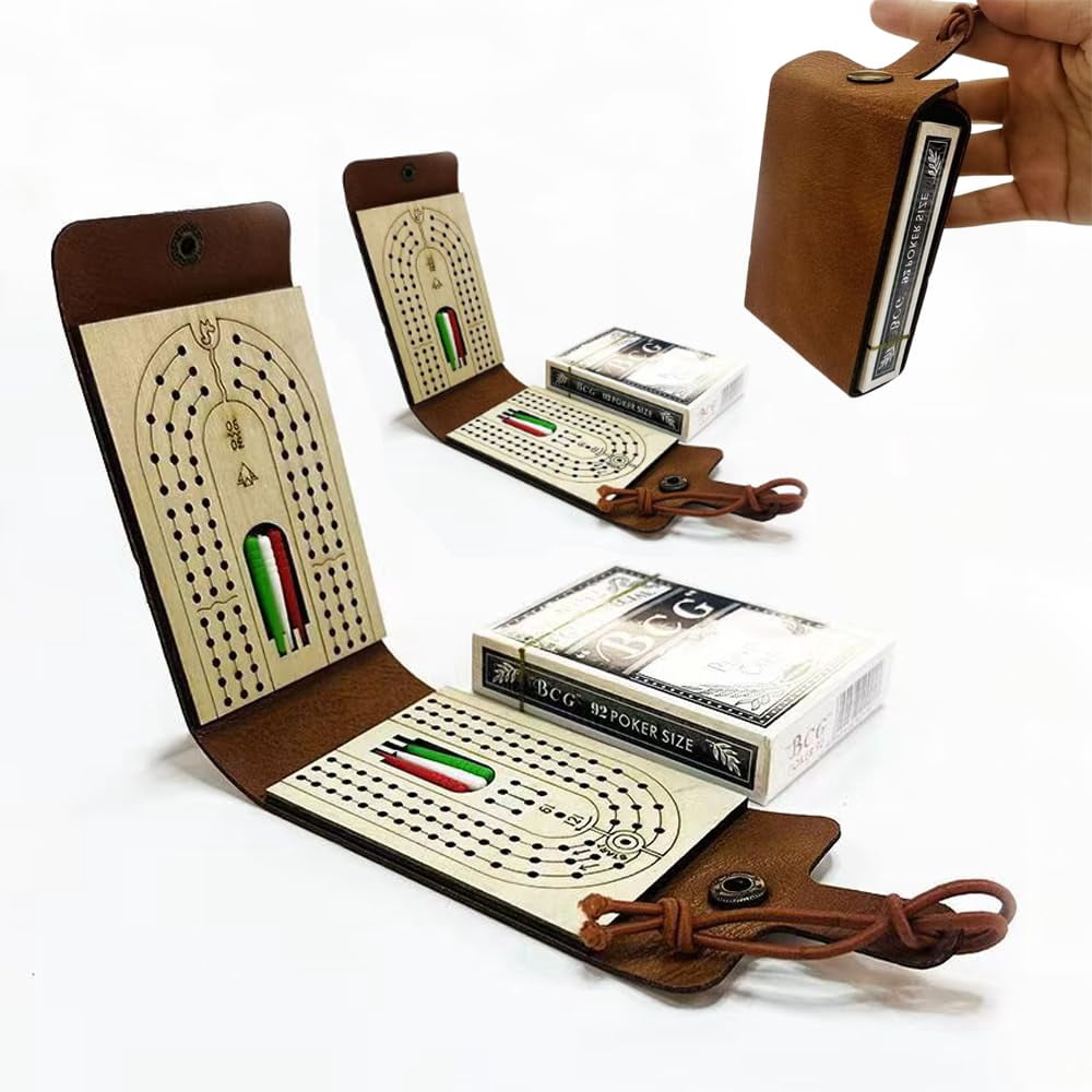 Tablero De Cribbage Portátil Con Clavijas – Juego De Mesa único De Madera, Tamaño 26x19 Cm, Ideal Para Viajes