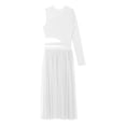 thumbnail image 3 of Alvivi Costume de Danse Lyrique pour Femmes Robe Justaucorps Fendue en Maille Transparente Danse Moderne Blanc TG, 3 of 7