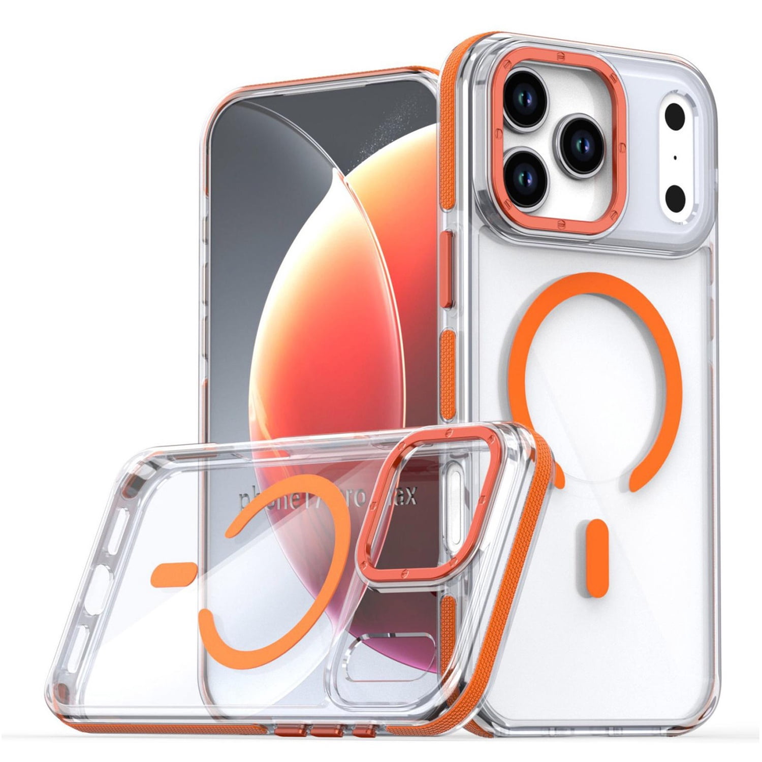 Thin Magnetic Clear Case with Camera Stand for iPhone 17 Pro Max