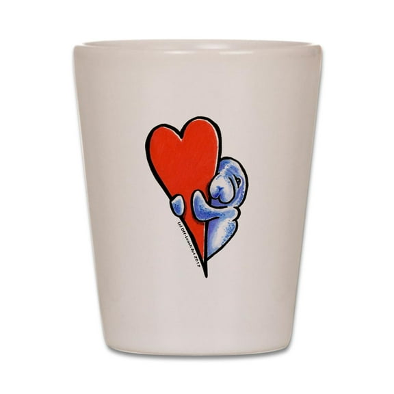 CafePress - Love Manatees - White Shot Glass, Unique and Funny Shot Glass