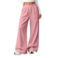 thumbnail image 4 of GiLiling Teen Girls Barrel Sweatpants High Waisted Fleece Baggy School Sweat Pants Barrel Leg Pants High Waisted Baggy Fit Pants (Pink, 11-12 Years), 4 of 7