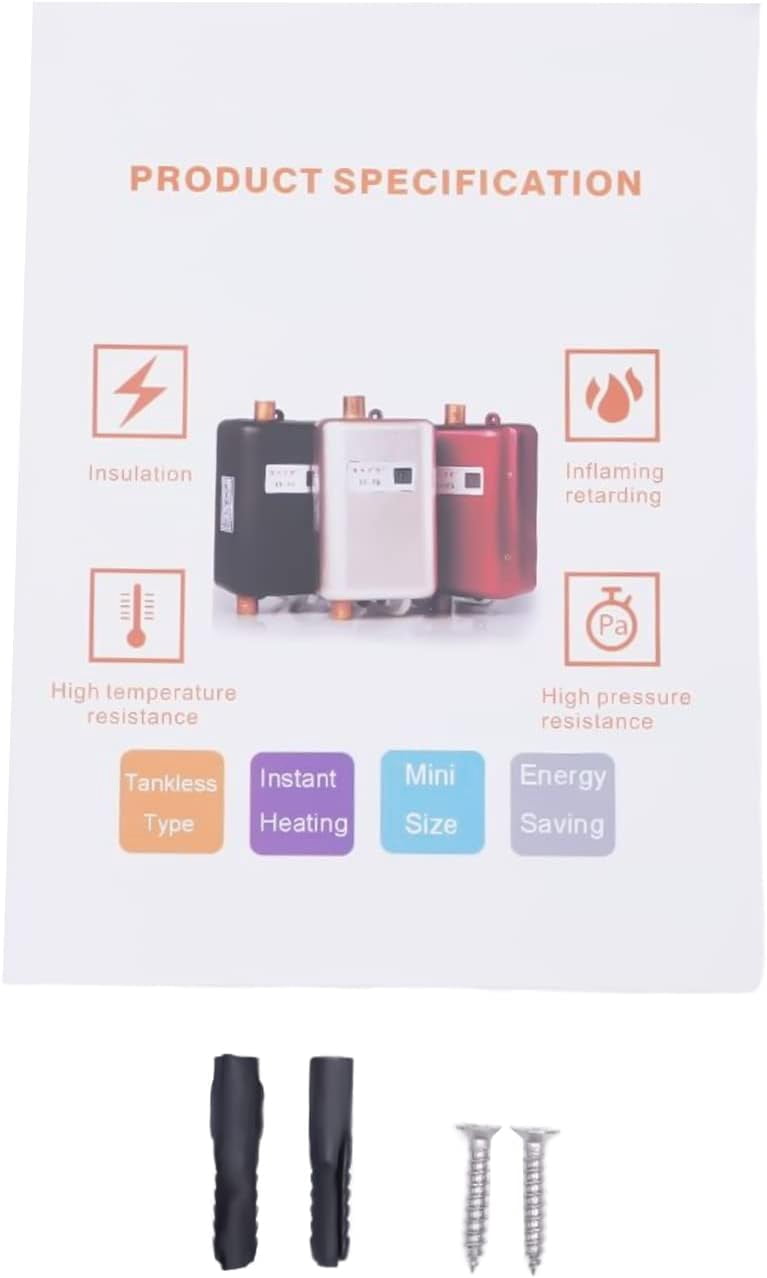 3000W Mini Tankless White Instant Electric Hot Water Heater, Upthehill 3 Seconds Instant Water Heater with Digital Display, Overheating Protection Automatic Power-off 110V