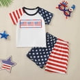 thumbnail image 2 of Gerichy Little Boy 4th of July Outfit USA American Flag T-shirt+Casual Shorts Independence Day Clothes,12-18 Months, 2 of 7