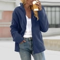 thumbnail image 2 of WEIYLL Jackets for Women Charging Pocket Plush Insulation Cardigan Blue Cold Weather Tops Size M, 2 of 6