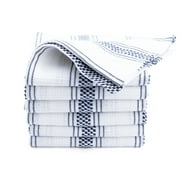 All Cotton and Linen Kitchen Towels, Navy Blue Striped Kitchen Towels, Cotton Dish Towels, Farmhouse Hand Towels, Absorbent Tea Towels, Drying Washable Towels, White/Navy, 6 Pack, 18"x28"