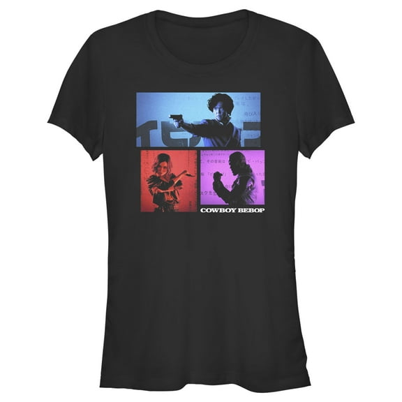 Junior's Cowboy Bebop Character Boxes Graphic Tee Black Large