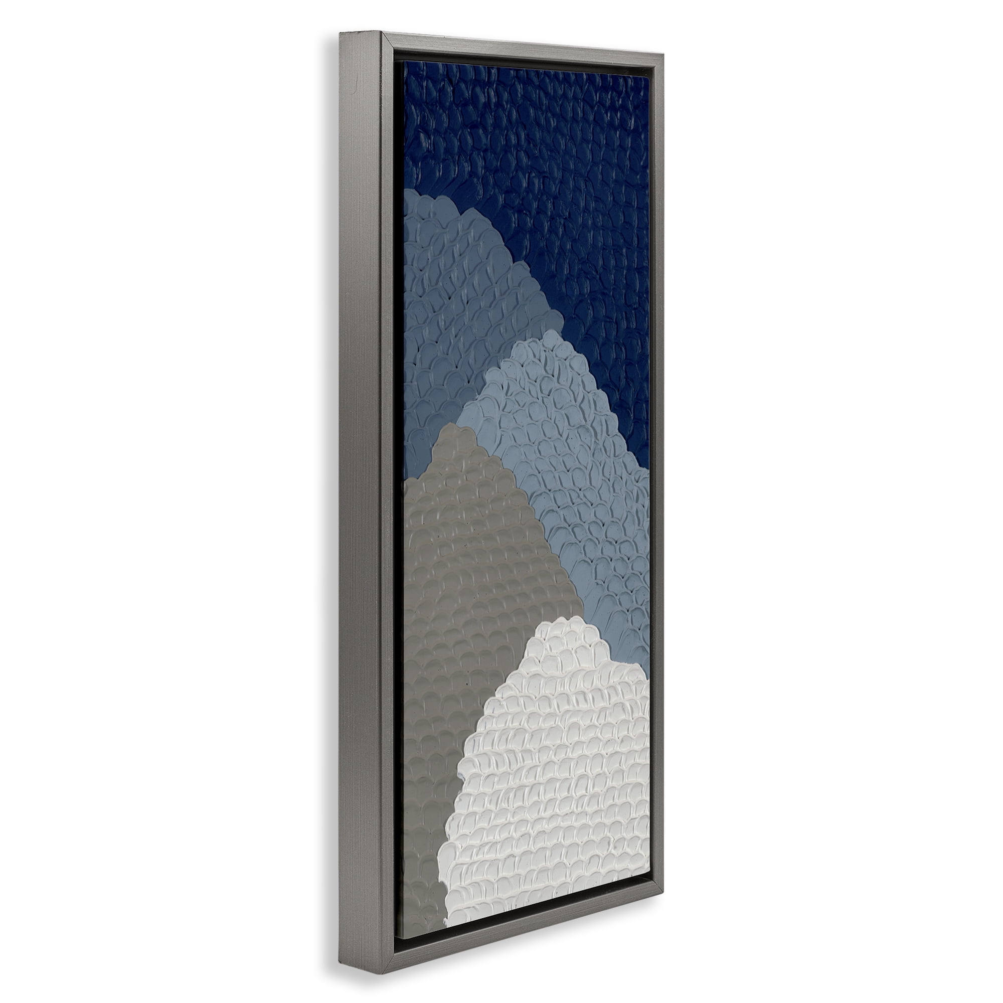 Stupell Industries Modern Abstract Forms Abstract Painting Gray Floater Framed Canvas Art Print Wall Art, 15 x 31