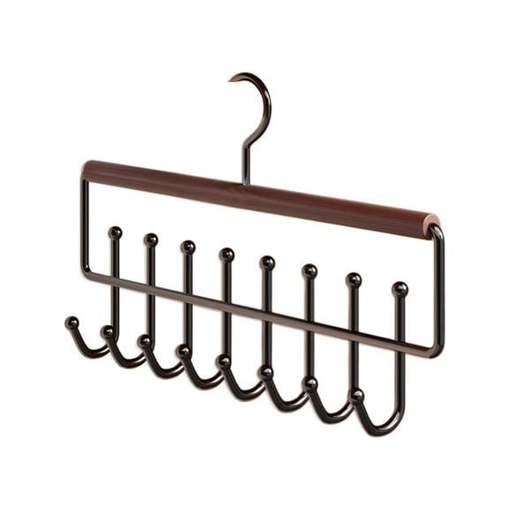hulanddfd 8 Hooks 2 in 1 Belt Tie Hanger, Wooden Belt Organizer for Closet Space Saving Wood Hangers for Belt Tie Bra Scarf