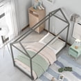 thumbnail image 6 of Cterwk Twin Size Wooden House Bed Frame for Living Room, Bedroom, Gray, 6 of 9
