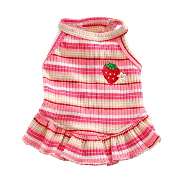 Hearth & Gear Vêtements pour Animaux pour Chiens et Chats Robe à Rayures Fraise Été Polyester Doux Confortable Tenue Intérieure Extérieure Vêtements pour Animaux Vêtements pour Animaux pour Grands Chiens Fille Vêtements pour Animaux pour Chiens Moyens