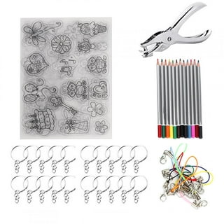 GirlZone Shrink Me Craft Kit, Create Shrink Art and Make Your Own Keychain Charms and Fridge Magnets with Shrinky Sheets, Fun