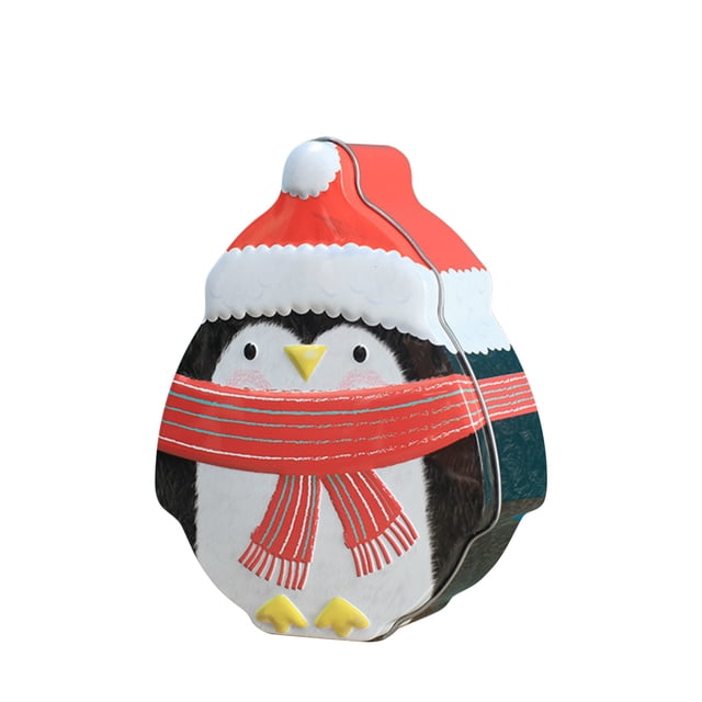 Christmas Tin Gift Box, Holiday Cookie Candy Storage Tinplate Container with Santa Claus and Christmas Tree Design, Small Gift Box for Children, Festive Decorative Storage for Home