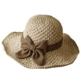 thumbnail image 3 of HAJWOH Elegant Woven Straw Sun Hat with Bow, Womens Straw Bucket Foldable Wide Brim Floppy Beach, 3 of 4
