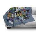 thumbnail image 3 of Indie Soft Flannel Fleece Throw Blanket, Group of Funky Monsters Society Different Expressions Abstract Groovy Doodle Style, Cozy Plush for Indoor and Outdoor Use, 70" x 90", Multicolor, by Ambesonne, 3 of 6