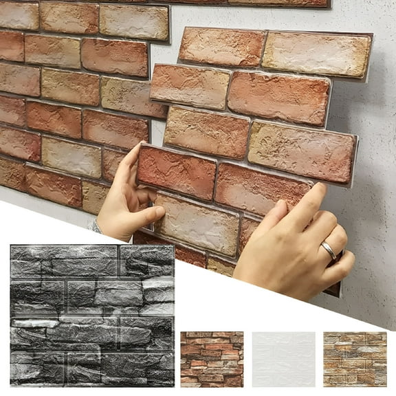 LAMIRO 3D Wall Panels Peel and Stick Wallpaper,Self Adhesive Waterproof Foam Faux Brick for Living Room,Bedroom,Laundry,Kitchen,Fireplace,TV Wall Decoration (10 Pack,14x15.2inch)