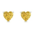 thumbnail image 3 of Clara Pucci 1.5 ct Brilliant Heart Cut Studs VVS1 Genuine Conflict free Yellow Zircon Solid 14K White Gold Designer Everyday Earrings Screw back, 3 of 5
