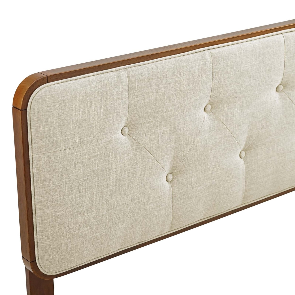 Modway Collins Tufted Queen Fabric and Wood Headboard in Walnut/Beige