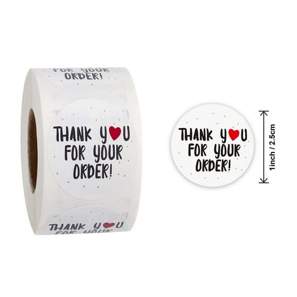 Gracias Pegatinas, 500 Piezas / Rollo Redondo Gracias Por Su Pedido Etiquetas de Sello de Pegatina Del Corazón, Adhesivo de Pvc de 2,5 cm / 0,98 Pulgadas para Regalos Paquetes Uso Comercial