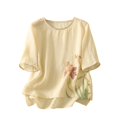 thumbnail image 2 of Women's Short Sleeve T-Shirt Tee Top Casual Cotton Blend Breathable Summer Fashion | CSEONE,Beige XL, 2 of 7