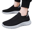 thumbnail image 2 of Domuza Mens Slip On Walking Shoes Pull-On Sneakers Mesh Knit No Lace Lightweight Casual Sneakers Black 9.5 (EU-44), 2 of 5