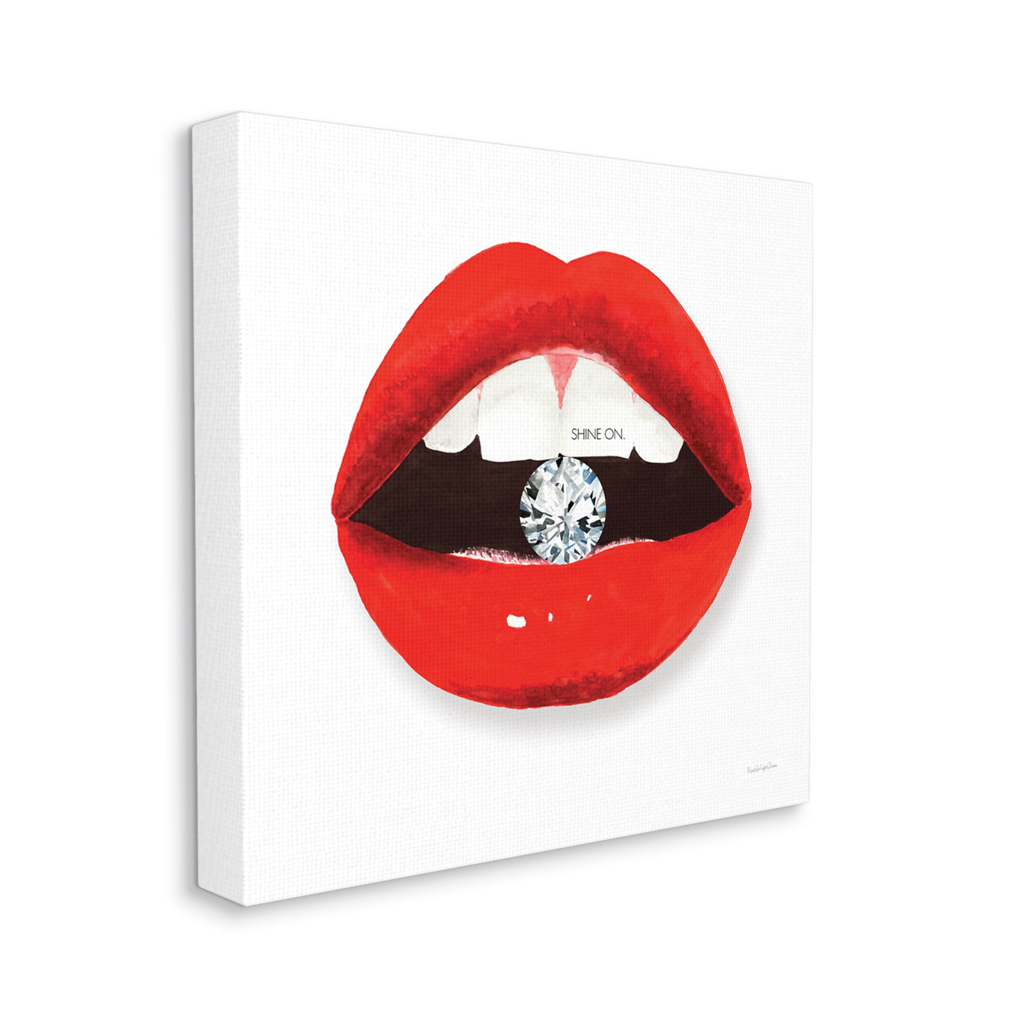 Stupell Industries Shine on Red Lips Typography Painting Gallery Wrapped Canvas Print Wall Art, 24 x 24