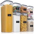 thumbnail image 1 of Juego de Contenedores de Almacenamiento, Almacenamiento de Cereales y Alimentos, Plástico Sin BPA, Herméticos, Juego de 7, 24 Etiquetas para Cereales, Harina, Azúcar, etc., 1 of 6