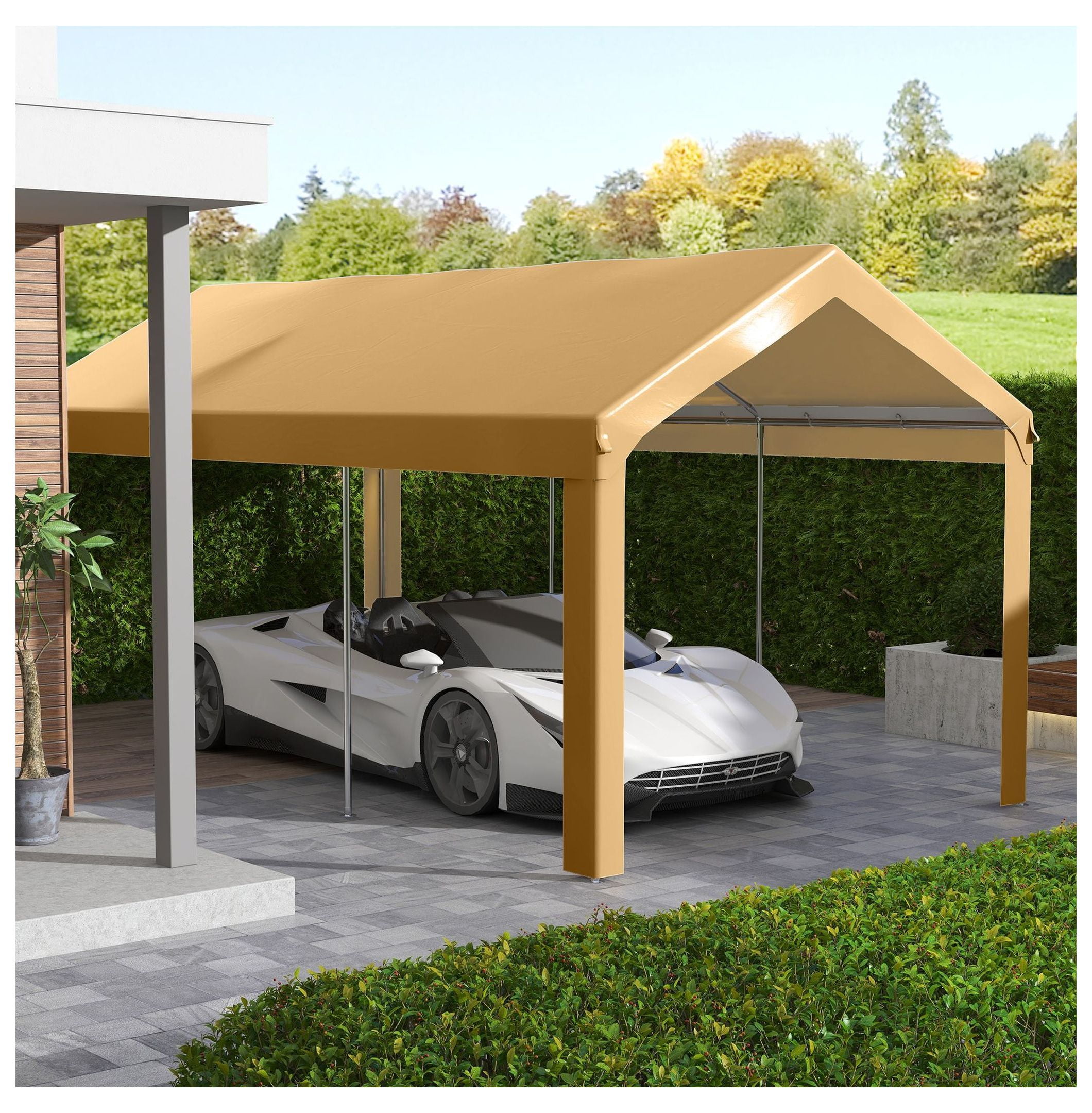 10x20ft Carport Roof Replacement Canopy, UV Resistant, Beige - Fits 84C-378V00 & 84C-206 Series