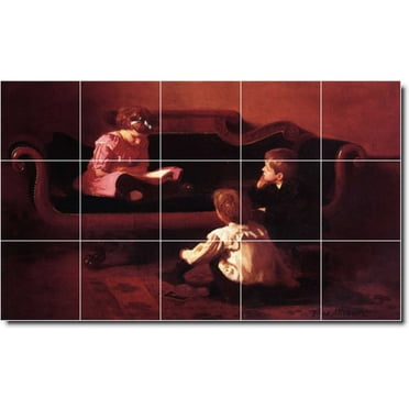 Ceramic Tile Mural-Thomas Anschutz Children Painting 40. 21.25" w x 12.75" h using (15) 4.25 x 4.25 ceramic tiles