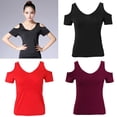 thumbnail image 4 of Tops de baile Yinane Cortas de Baile Cuadrado de Baile rojo SG, 4 of 8