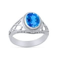 thumbnail image 2 of AFFY Celtic Lady's Simulated Blue Topaz Ring In 14K White Gold Plated 925 Sterling Silver Jewelry for Ladies, Ring Size 9, 2 of 4