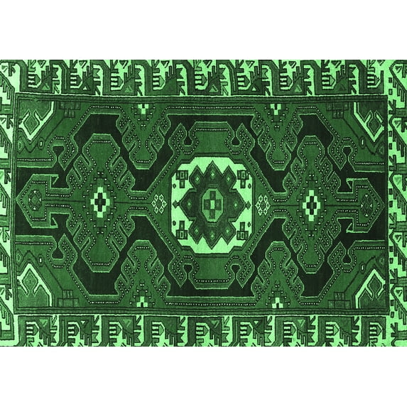 Ahgly Company Indoor Rectangle Persian Emerald Green Traditional Area Rugs, 2' x 4'
