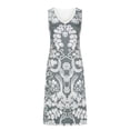 thumbnail image 3 of Sakmal Mid-Length Summer Dresses Gray V-Neck Sleeveless Loose Fit Graphic Slip Dress, 3 of 5